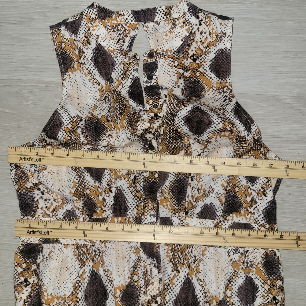 MAEVE  Snakeskin Print Maxi Dress Sleeveless Button Front Tiered Skirt High Neck - Picture 12 of 14